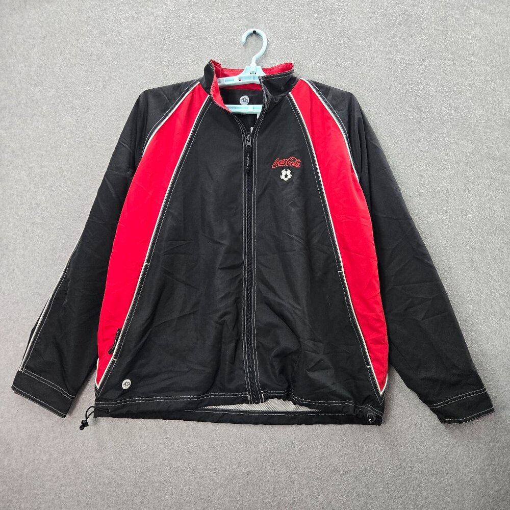 Coca Cola Soccer Men‎ Jacket Large Black Logo Stormtech Embroidered Full Zip